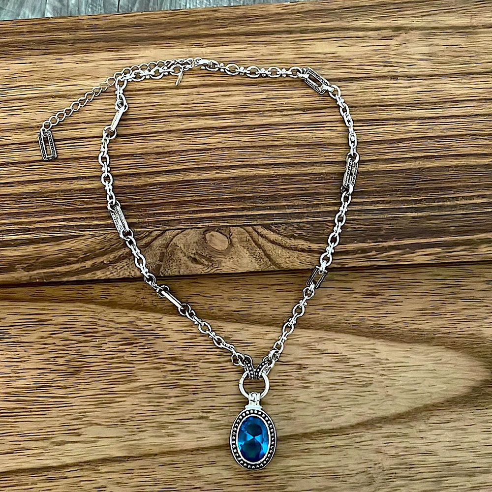 Vintage Avon Large Blue Glass Silver Tone